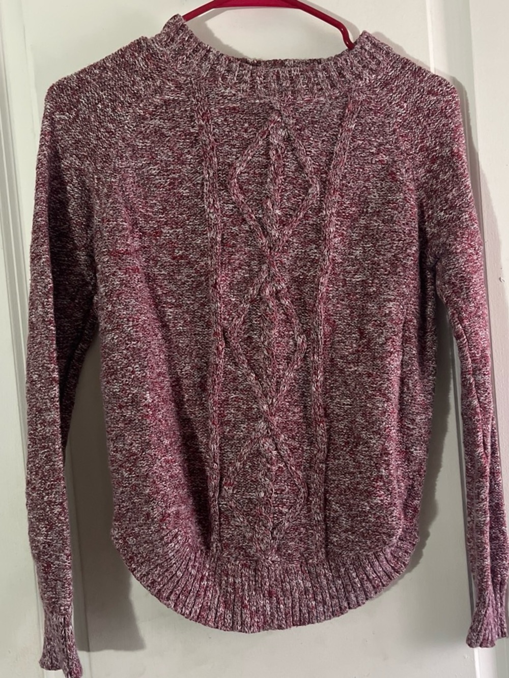 SO Perfectly Soft Perfectly You Maroon Marled Cable Knit Sweater